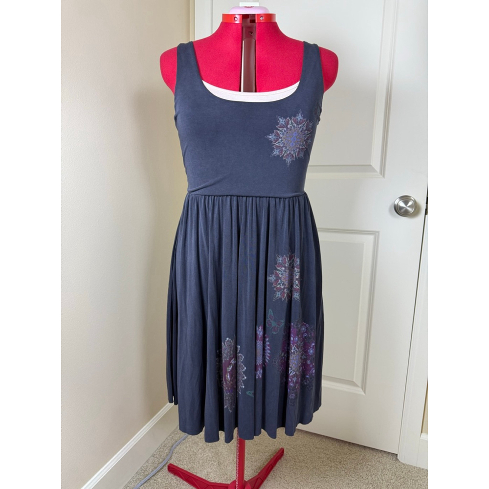 Women's Desigual Grey Multicolor Sleeveless Midi Dress Size L